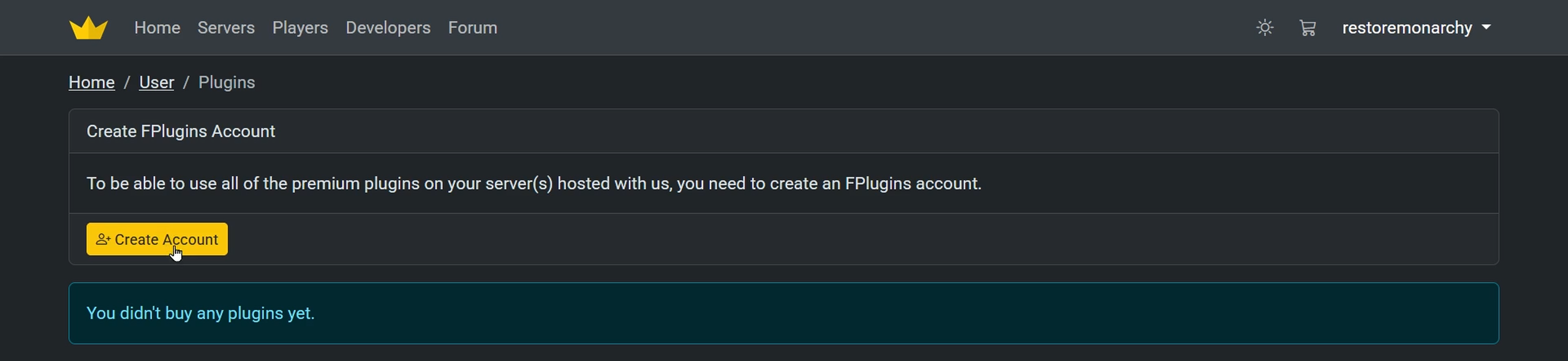 create fplugins account