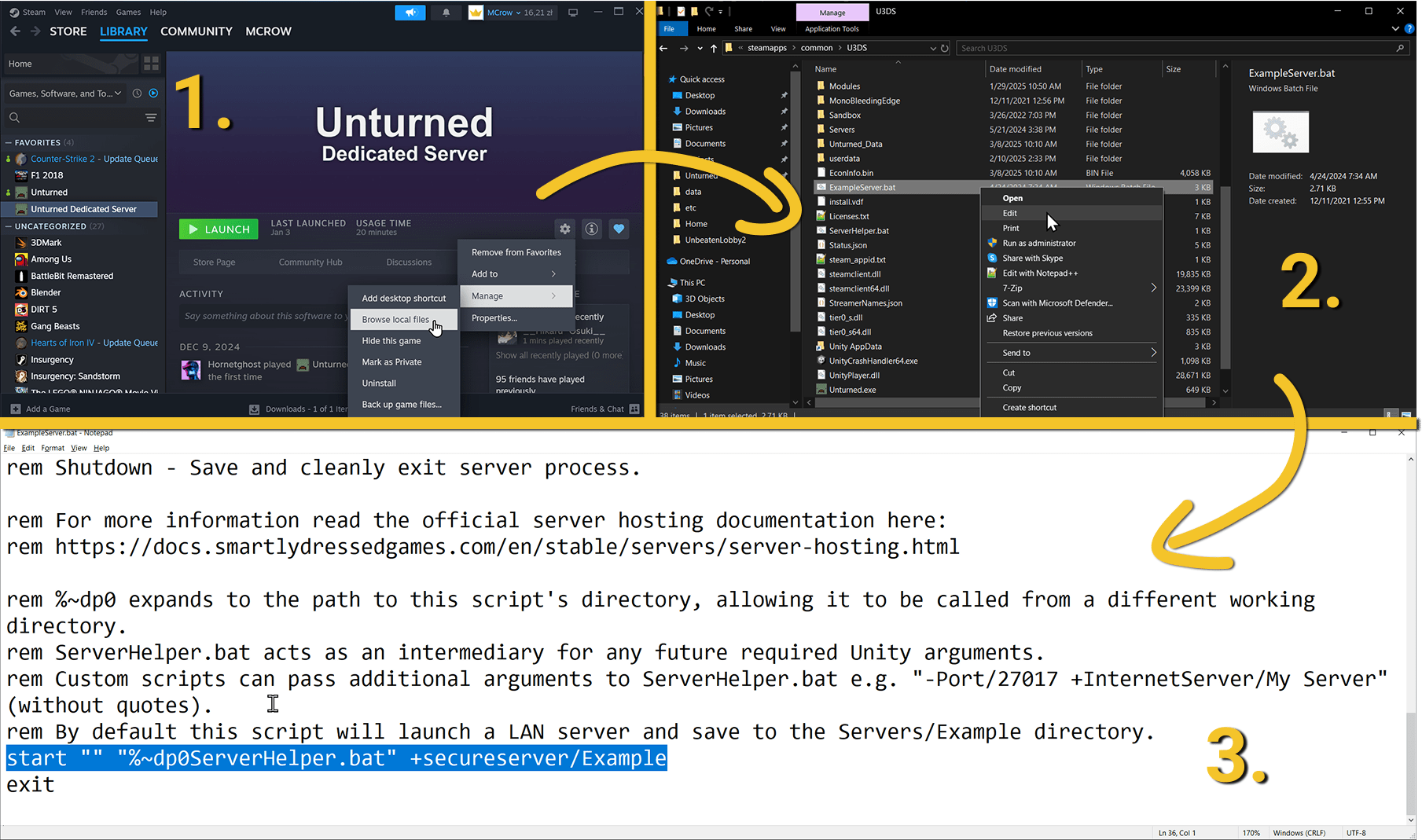 Startup command